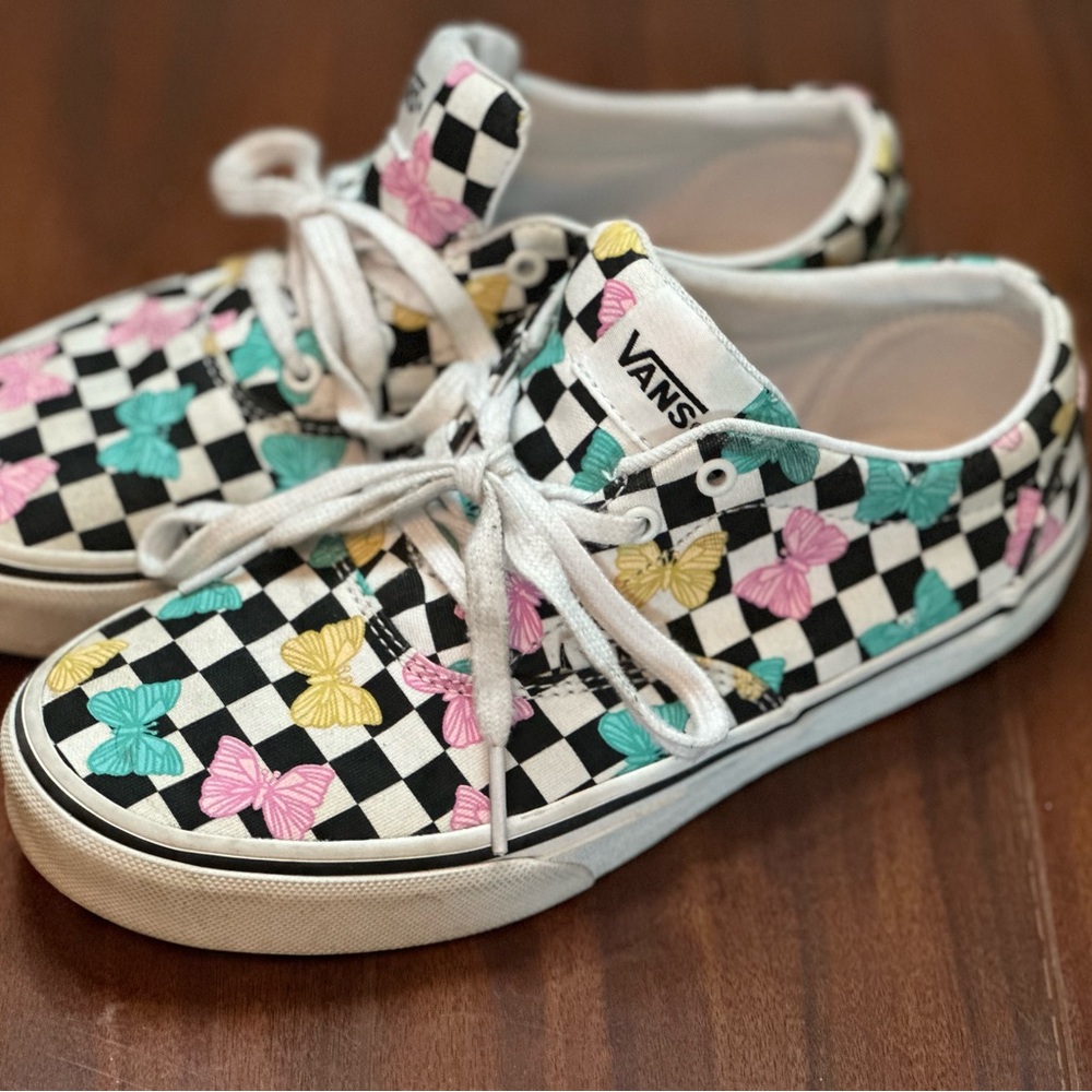 Vans Classic Checkerboard Design with Butterflies